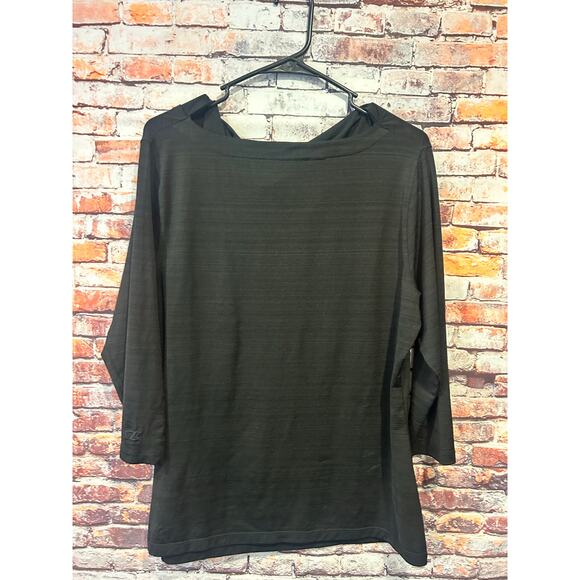 cutter & buck cb drytec black 3/4 sleeve top shirt women's size medium - Picture 2 of 4